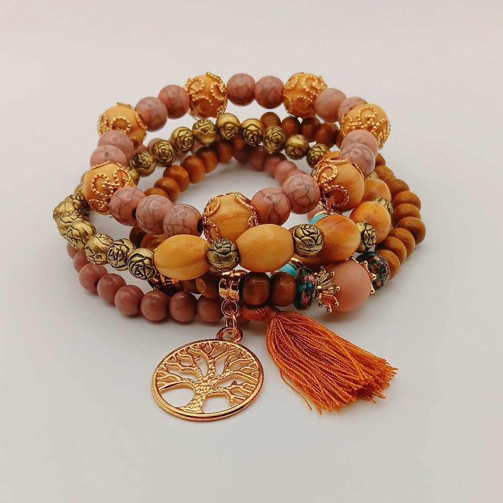 Tree of Life Boho Beaded Bracelet Set